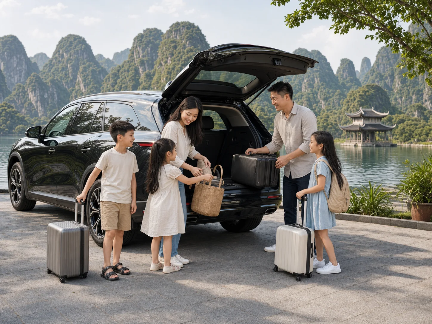 Gia đình sử dụng VinFast VF MPV 7